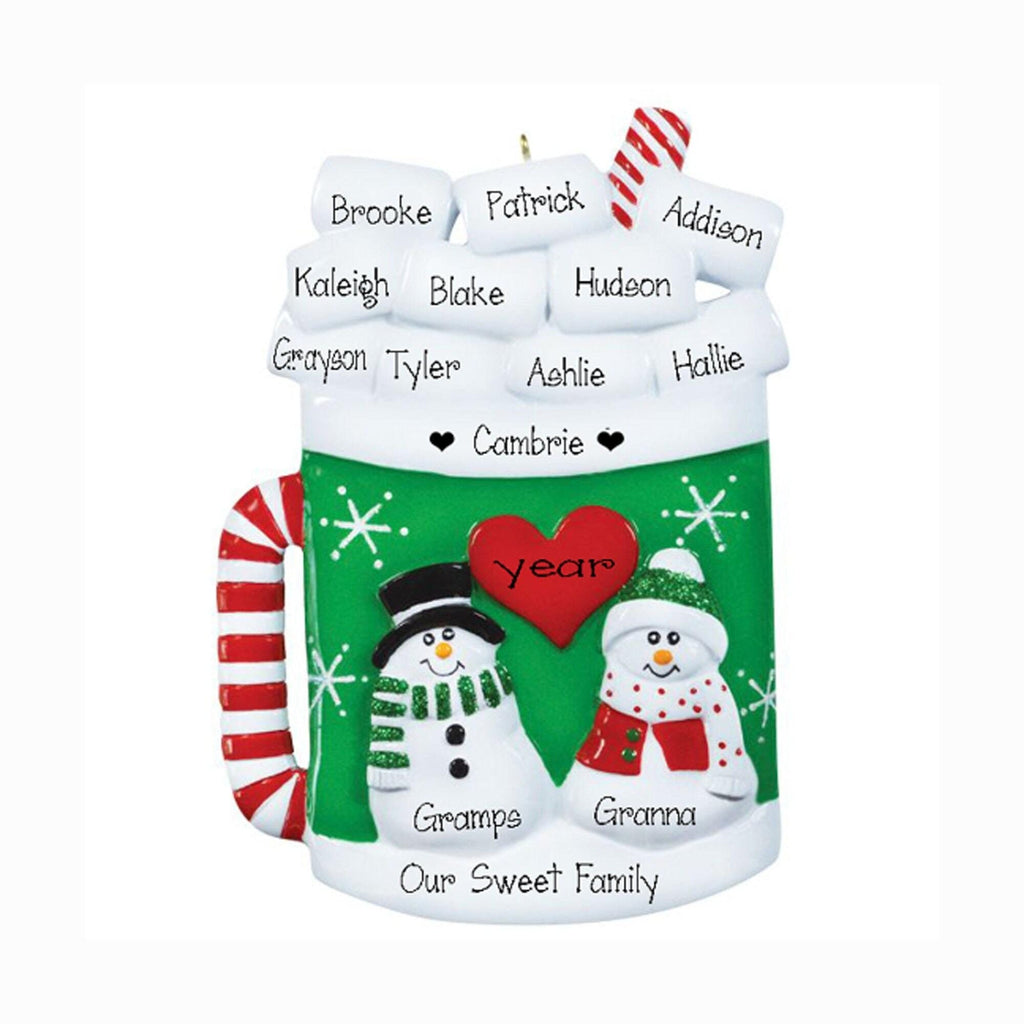 Hot Chocolate Family of 13 Personalized Christmas Ornament~ 13 Grandchildren