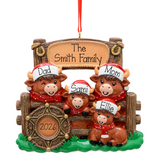 Personalized Western Highland Cow Family of 4,  Hand Personalized Family Christmas Ornament