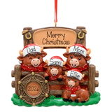 Personalized Western Highland Cow Family of 4,  Hand Personalized Family Christmas Ornament