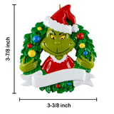 Personalized Green Furry Christmas Wreath Ornament
