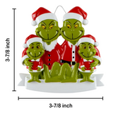 Personalized Family of 4 Green Furry Christmas Ornament