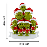 Personalized Family of 7 Green Furry Christmas Ornament