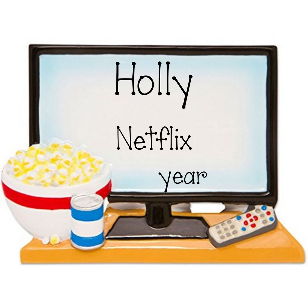 Personalized TV Ornament ~ Binge Watching Movies Christmas Ornament ~ Netflix Ornament - Movie Buff Ornament - Football Game Night Ornament