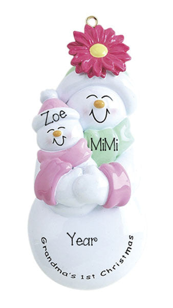 GRANDMAS 1ST CHRISTMAS WITH BABY GIRL ORNAMENT / MY PERSONALIZED ORNAMENTS
