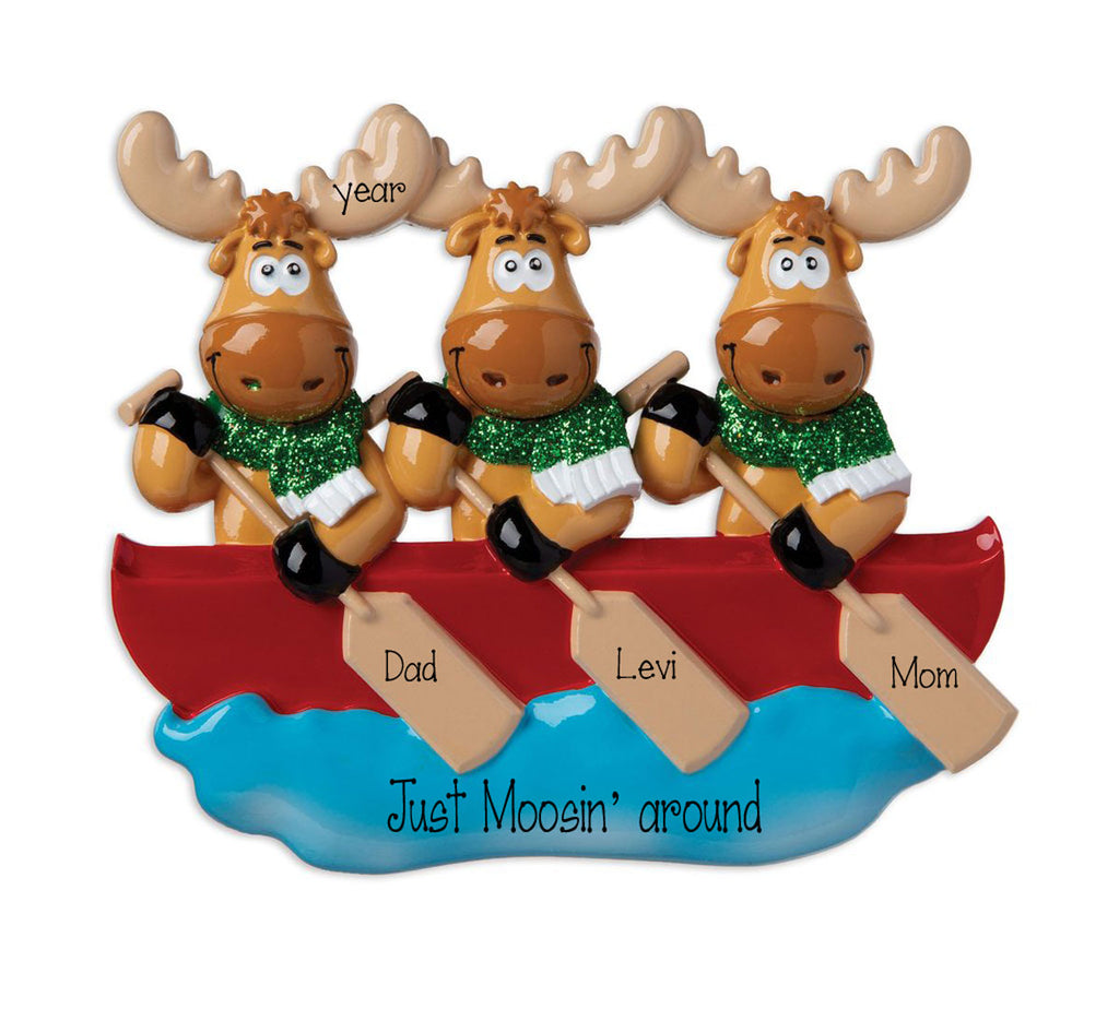 MOOSE Family of 3~Personalized Christmas Ornament