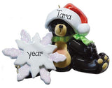BLACK BEAR with SANTA HAT ORNAMENT, MY PERSONALIZED ORNAMENTS
