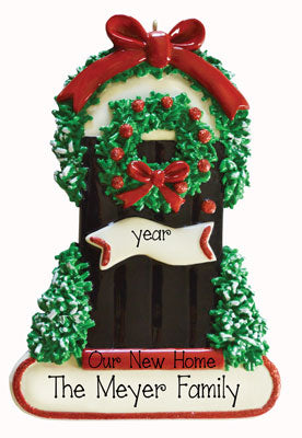OUR NEW HOME with black door~Personalized christmas Ornament