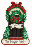 FRONT BLACK DOOR WITH CHRISTMA WREATH, OUR NEW HOME - my personalized ornaments