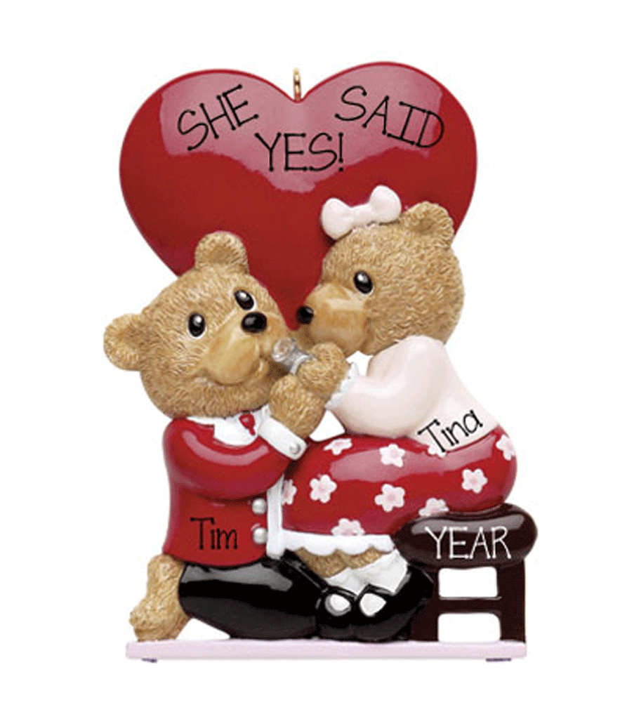 Bear on One Knee Proposal-Personalized Ornament