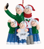 SELFIE FAMILY OF 5 ORNAMENT, MY PERSONALIZED CHRISTMAS ORNAMENTS