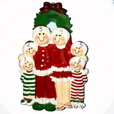 CHRISTMAS EVE Family of 6~Personalized Christmas Ornament