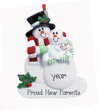PROUD NEW snowman PARENTS, MY PERSONALIZED ORNAMENTS