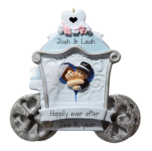 JUST MARRIED IN WEDDING CARRIAGE Ornament