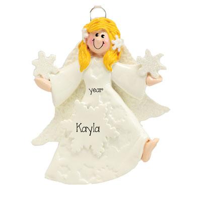 Blonde ANGEL w/ GOWN ~Personalized Christmas Ornament
