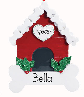 DOG HOUSE with bone~Personalized Christmas Ornament