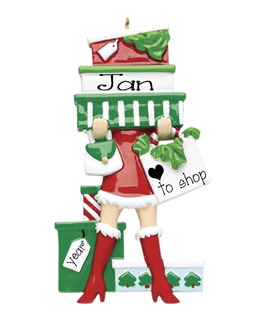 Love to Shop w/ Red Boots-Personalized Ornament