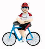 BOY ON BLUE BICYCLE, MY PERSONALIZED ORNAMENTS