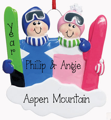 Ski COUPLE~Personalized Christmas Ornament