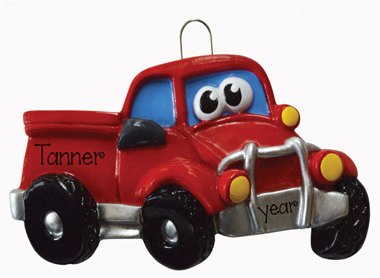 RED PICKUP TRUCK W/ EYES Ornament