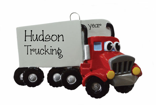 RED SEMI TRUCK W/ EYES Ornament