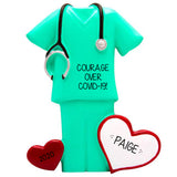 GREEN SCRUBS w/ STETHOSCOPE - Personalized Christmas Ornament