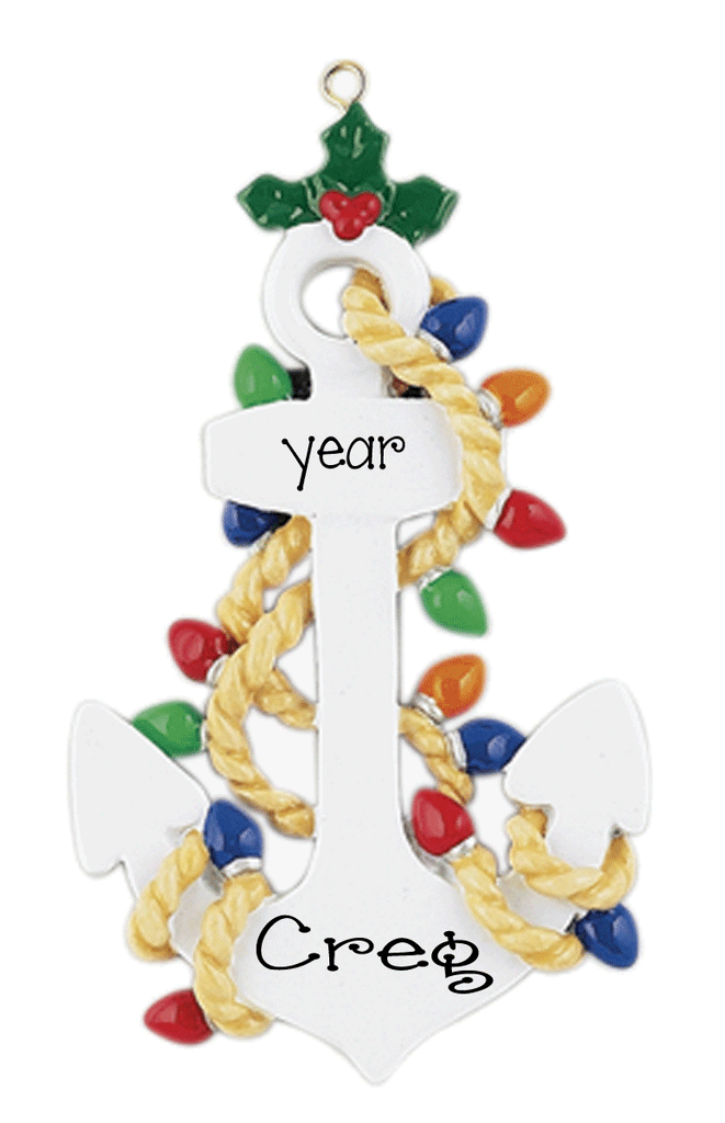 Anchor w/ Christmas Lights Ornament