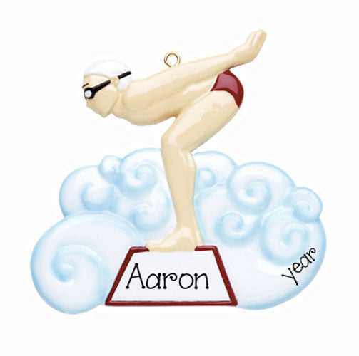 Male Swimmer - Personalized Ornament