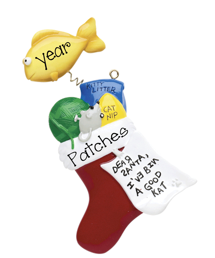 Kitty Christmas Stocking-Personalized Christmas Ornament