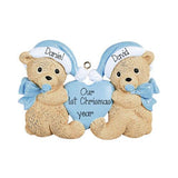 Baby Boy Twin Bears Personalized Ornament - My Personalized Ornaments