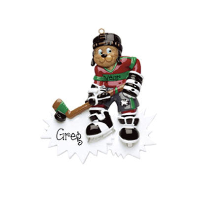 Hockey Bear - Personalized Ornament