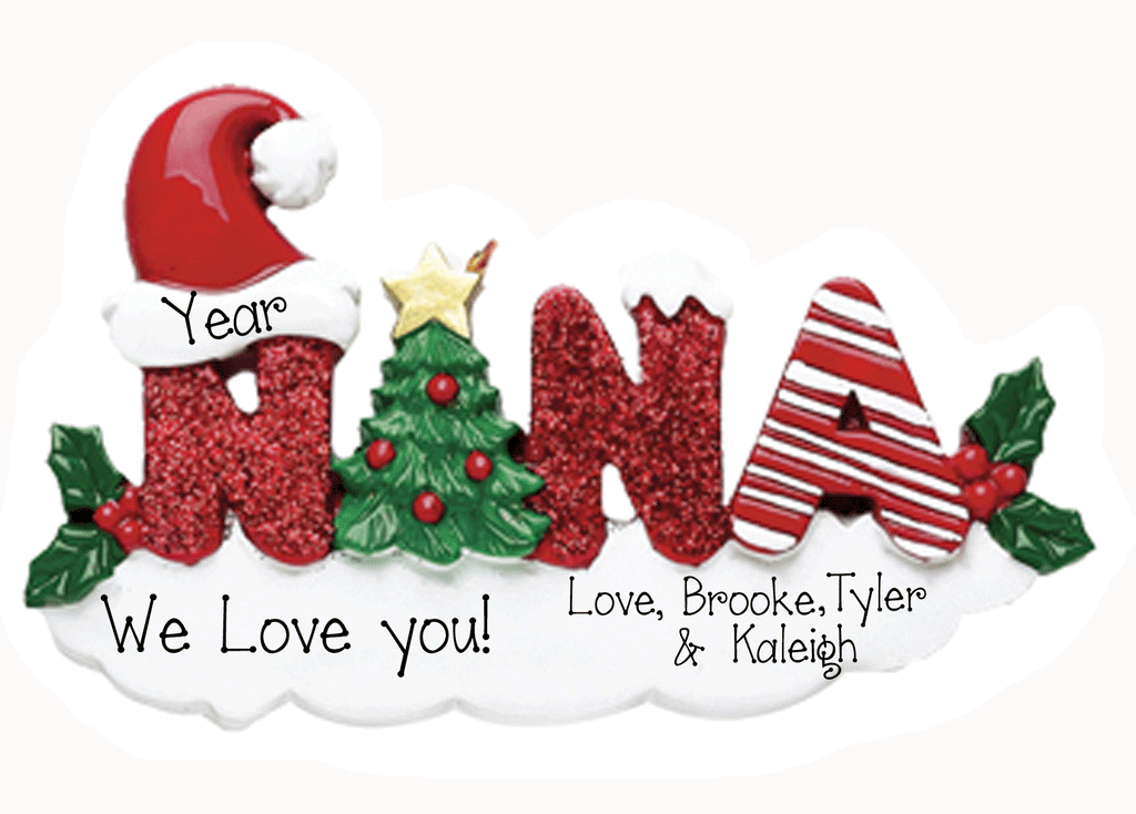 Nana Red Glitter~Personalized christmas Ornament