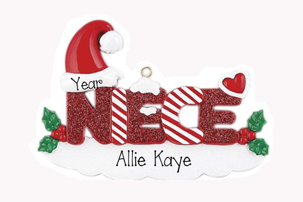 Red Glitter NIECE~Personalized Christmas Ornament