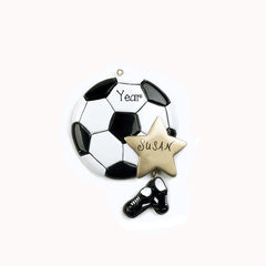 soccer w/ gold star, my personalized ornaments