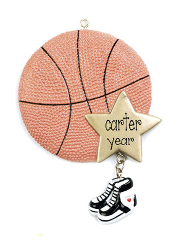 BASKETBALL w/ GOLD STAR - Ornament