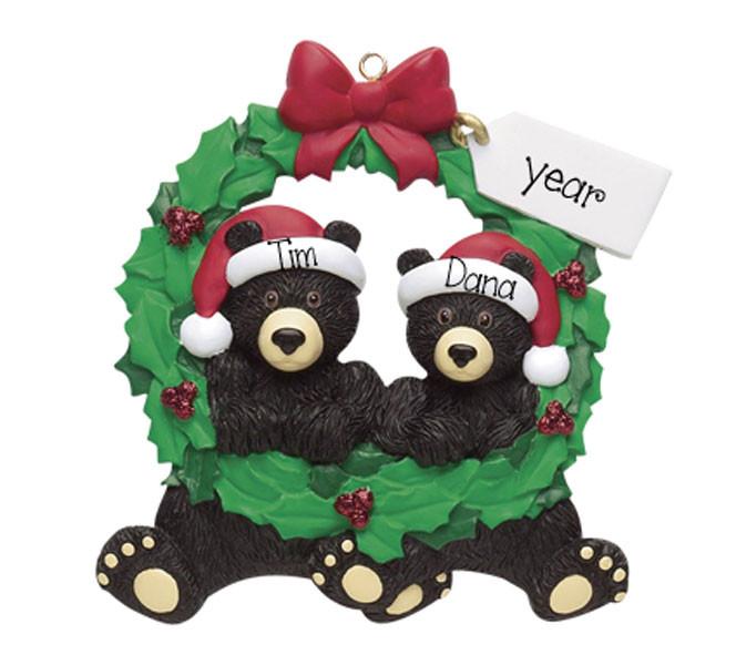 BLACK BEAR in WREATH COUPLE/Ornament