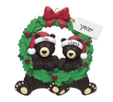 BLACK BEAR/BLACK BEAR WREATH COUPLE/MYPERSONALIZEDORNAMENTS/CHRISTMAS ORNAMENT