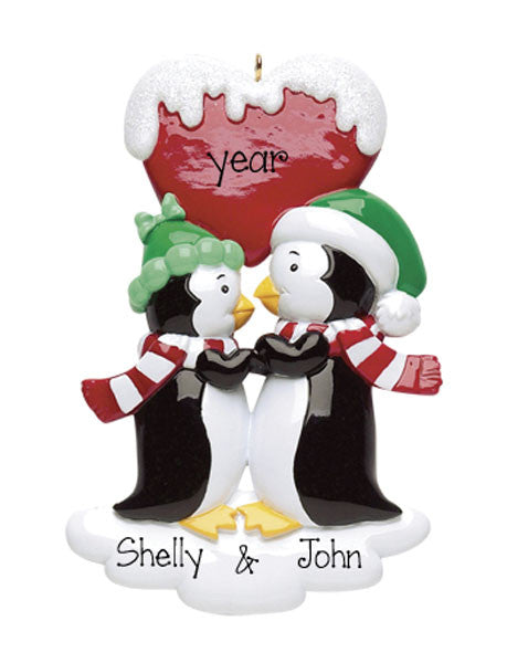 PENGUIN COUPLE w/ RED HEART/Ornament