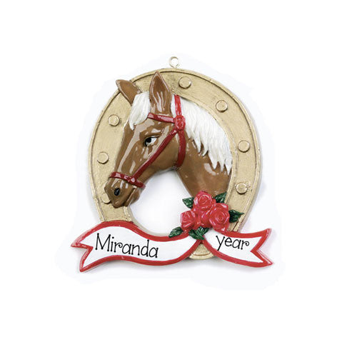 HORSE in HORSESHOE WREATH - Ornament