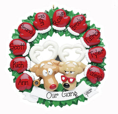 red mitten wreath for 10/personalized christmas ornament