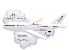 TRIP ON AIRPLANE FOR ANNIVERSARY ORNAMENT / MY PERSONALIZED ORNAMENTS
