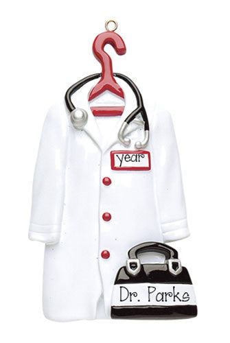 Doctor White Coat and Bag - Personalized Ornament