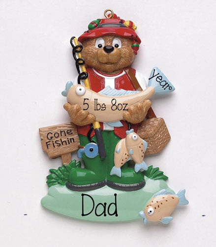 PaPa Bear fishing - Personalized Ornament
