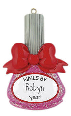 PINK GLITTER NAIL POLISH BOTTLE FOR MANICURUST ORNAMENT / MY PERSONALIZED ORNAMENTS