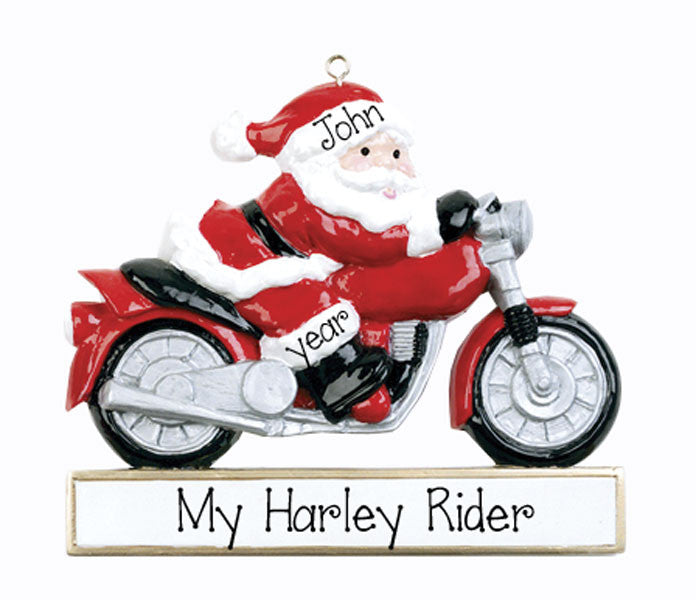 SANTA MOTORCYCLE Personalized Christmas Ornament