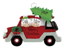 COUPLE IN RED CAR ORNAMENT / MY PERSONALIZED ORNAMENTS