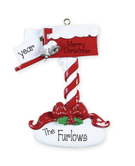 RED MAILBOX WITH SNOW AND MAIL ORNAMENT / MY PERSONALIZED ORNAMENTS