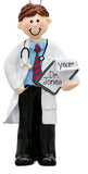 BRUNETTE MALE DOCTOR WITH WHITE COAT ORNAMENT / MY PERSONALIZED ORNAMENTS