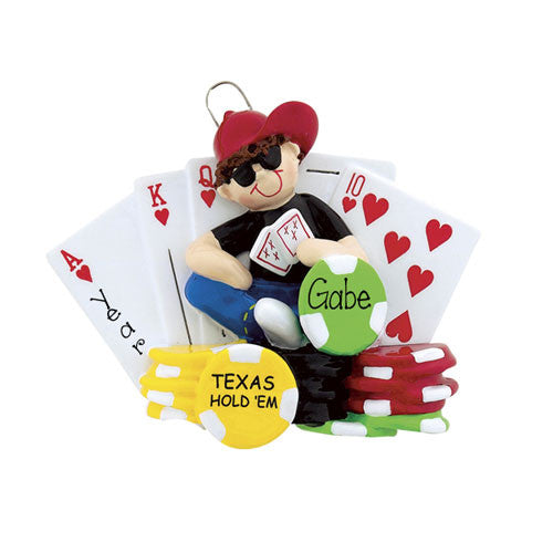 TEXAS HOLD EM CARDS GAME ORNAMENT / MY PERSONALIZED ORNAMENTS