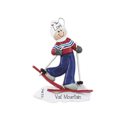 Female SNOW SKIER~Personalized Christmas Ornament