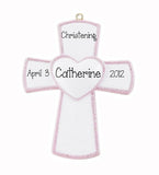 Religious Pink Cross, christening, baptizing, my personalized Ornaments